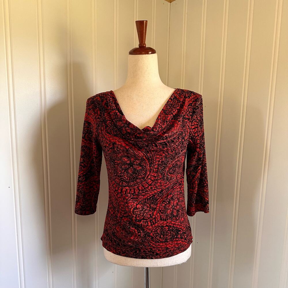 Vintage 90s Whimsigoth Red Black Top size MP